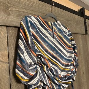 Halogen Multicolored Striped Cinched Sleeve Blouse Women’s Size Petite XS